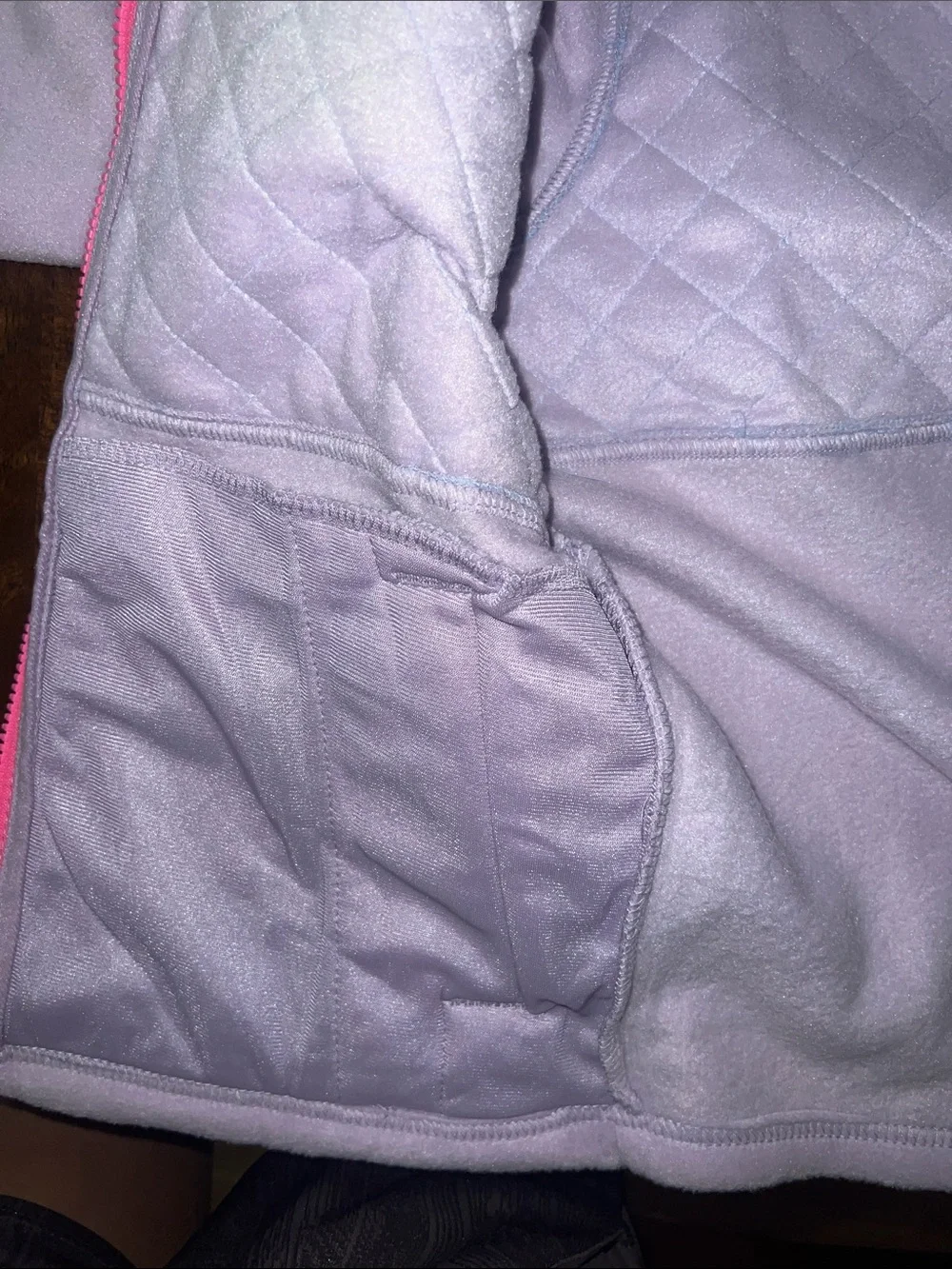 Eddie Bauer Lavender, Light Blue & Pink Quilted Fleece Jacket